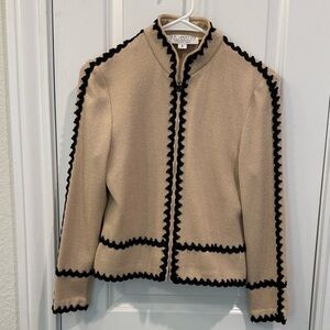 St John - Knit Sweater Jacket Cardigan with Black Trim